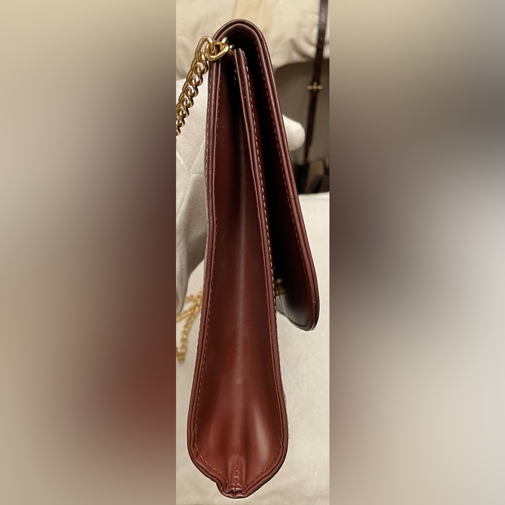 Cartier Authentic Vintage Maroon Clutch/Shoulder Bag with Gold Tone Chain - Picture 6 of 11
